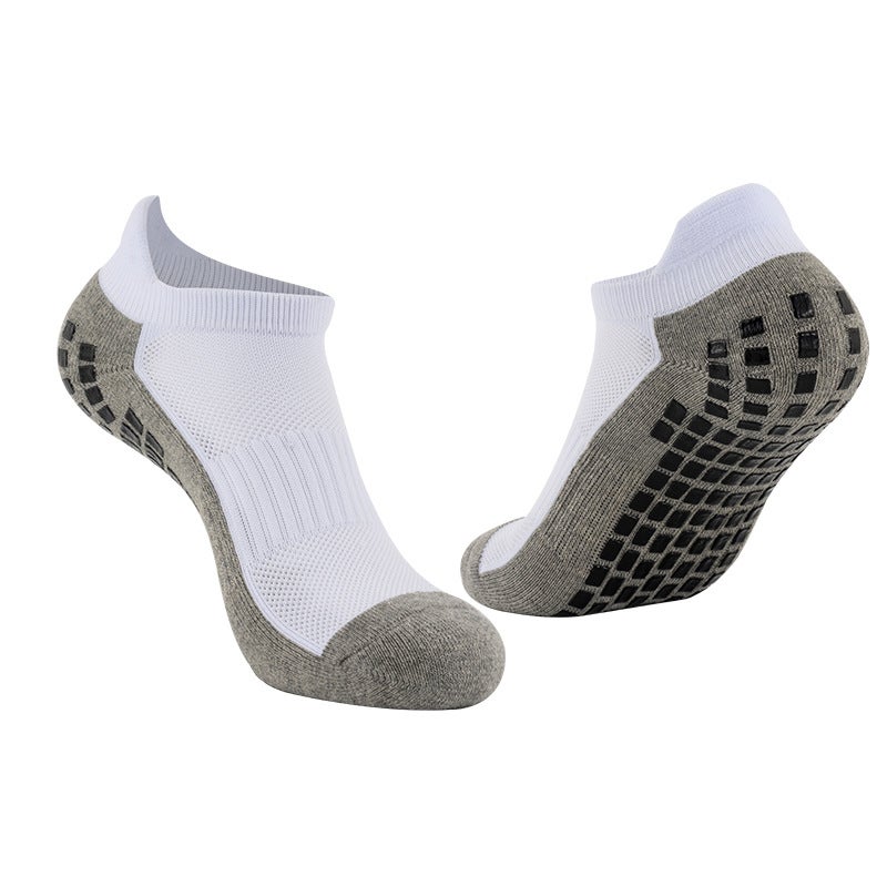 Generic Short-tube yoga socks mens and womens Terry black rubber bottom non-slip four-season breathable riding trampoline fitness floor sports boat Socks White. - Image 1