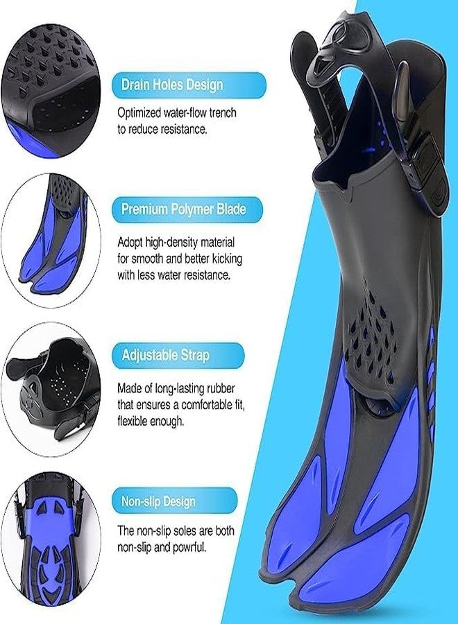 MUGATH Mask Fins Snorkel Kit Swim Goggles Snorkeling Gear 180 Panoramic View Anti-Fog Anti-Leak Dry Top Snorkel and Dive Flippers Kit with Gear Bag for Adults Men Women (Blue) - Image 3