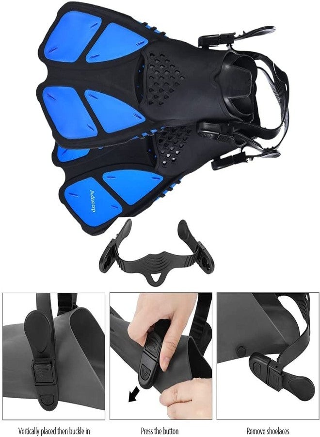 MUGATH Mask Fins Snorkel Kit Swim Goggles Snorkeling Gear 180 Panoramic View Anti-Fog Anti-Leak Dry Top Snorkel and Dive Flippers Kit with Gear Bag for Adults Men Women (Blue) - Image 2