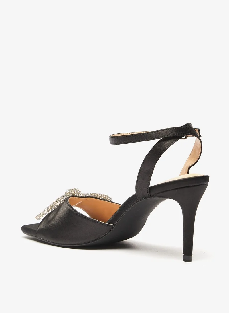 Flora Bella Embellished Strap Sandals with Stiletto Heels and Buckle Closure