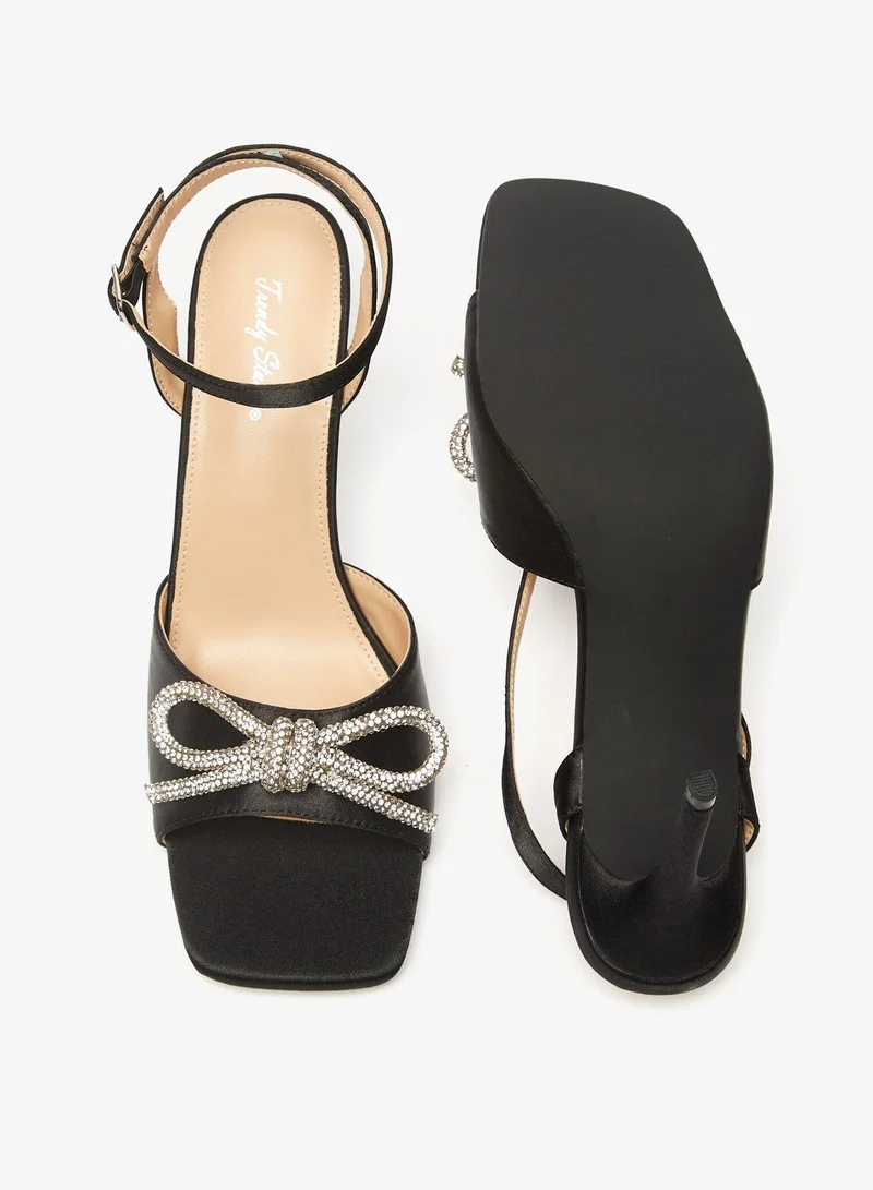 Flora Bella Embellished Strap Sandals with Stiletto Heels and Buckle Closure
