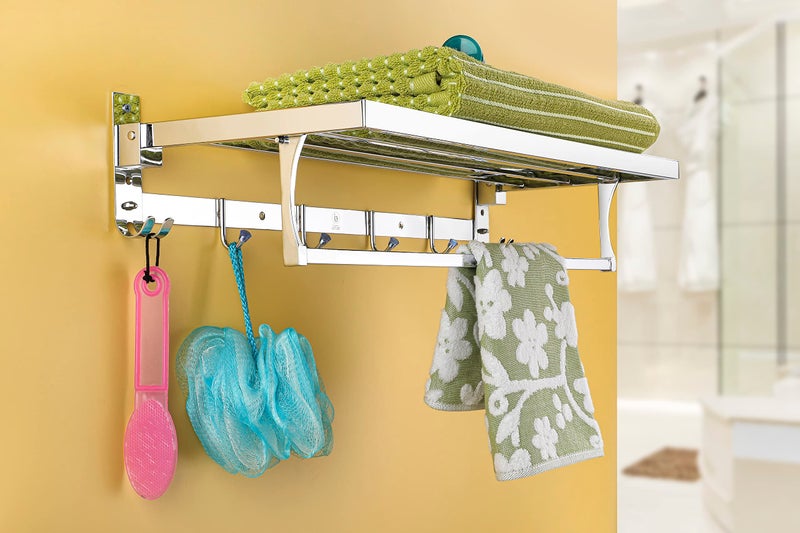 iSTAR Stainless Steel Double Folding Towel Rack for Bathroom/Towel Stand/Hanger/Rod/Towel Stand/Bathroom Accessories - Image 1