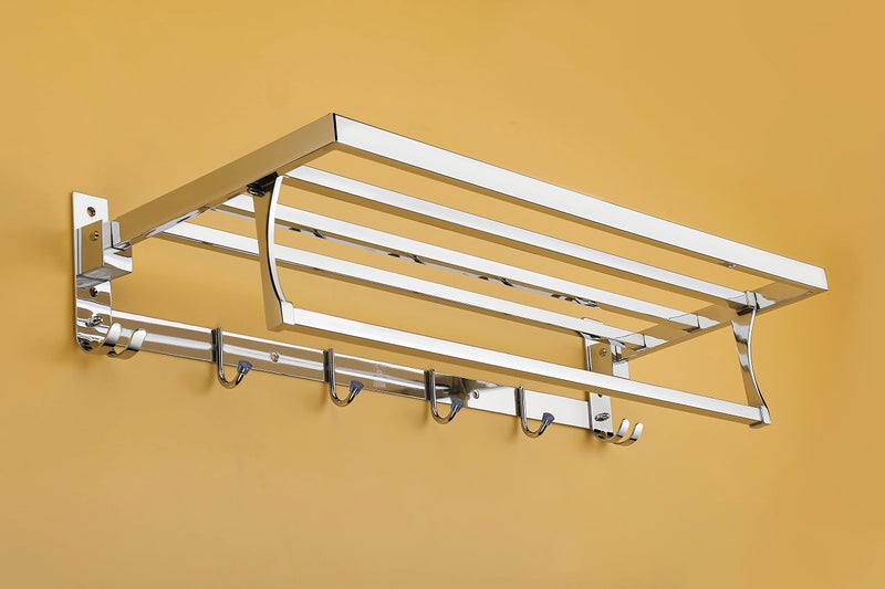 iSTAR Stainless Steel Double Folding Towel Rack for Bathroom/Towel Stand/Hanger/Rod/Towel Stand/Bathroom Accessories - Image 3