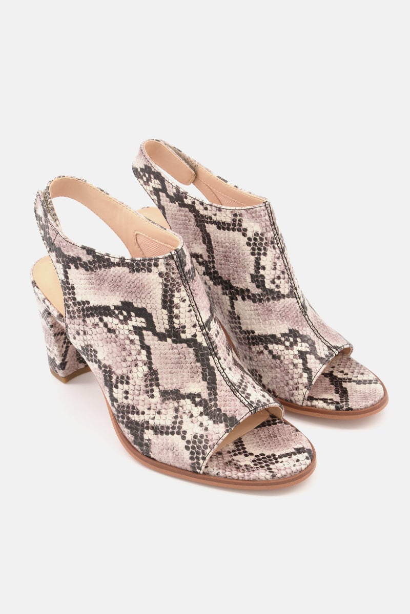 clarks Women Kylin85 Sling Animal Print Heeled Sandals, Grey Combo  - Image 1