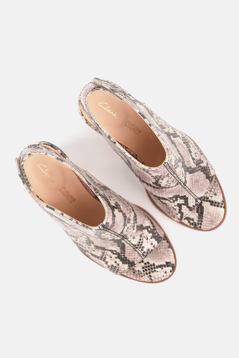 clarks Women Kylin85 Sling Animal Print Heeled Sandals, Grey Combo  - Image 3