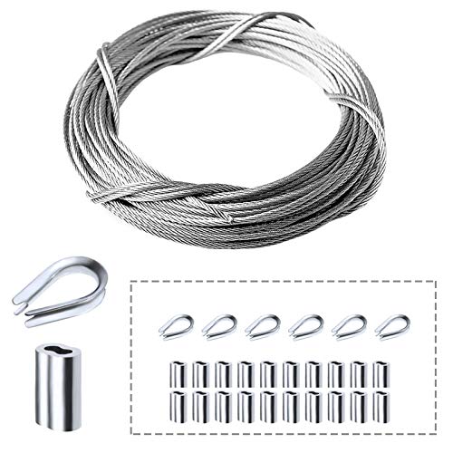 Amadget Stainless Steel Wire Rope, 316 Marine Grade Cable Railing Kit, Aircraft Rope & Picture Hanging for Railing, Decking, Boat Marine Hardware (1/16" x 33 Feet) - Image 1