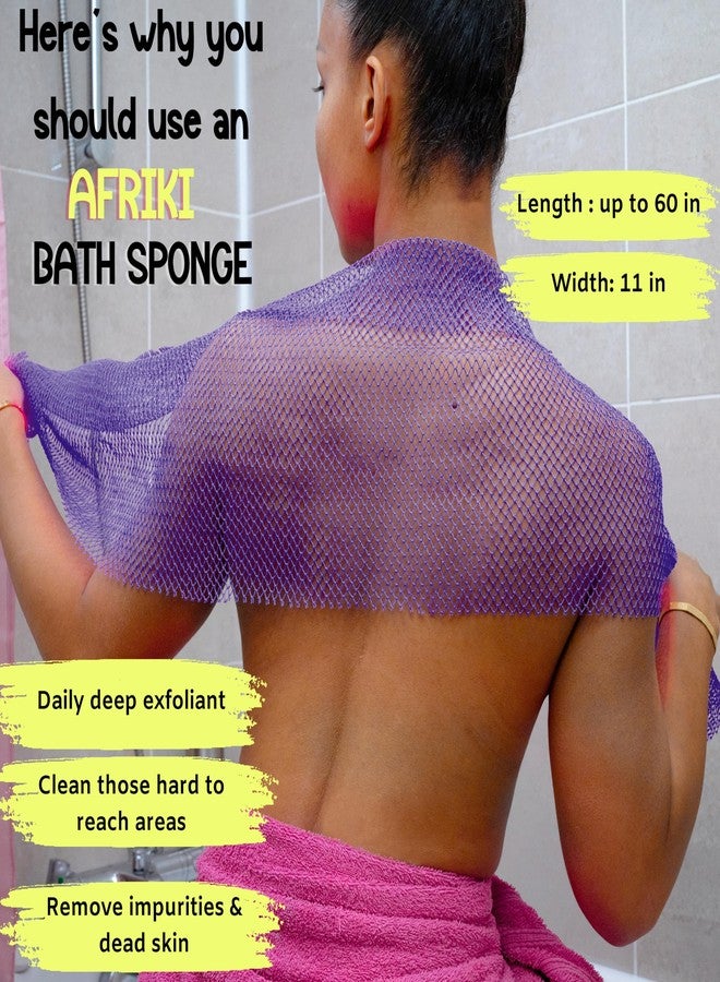 AFRIKI African Net Sponge – Exfoliating Body Scrubber, Black Owned & Rooted in Africa, All Skin Types | 45 in Long - Image 4