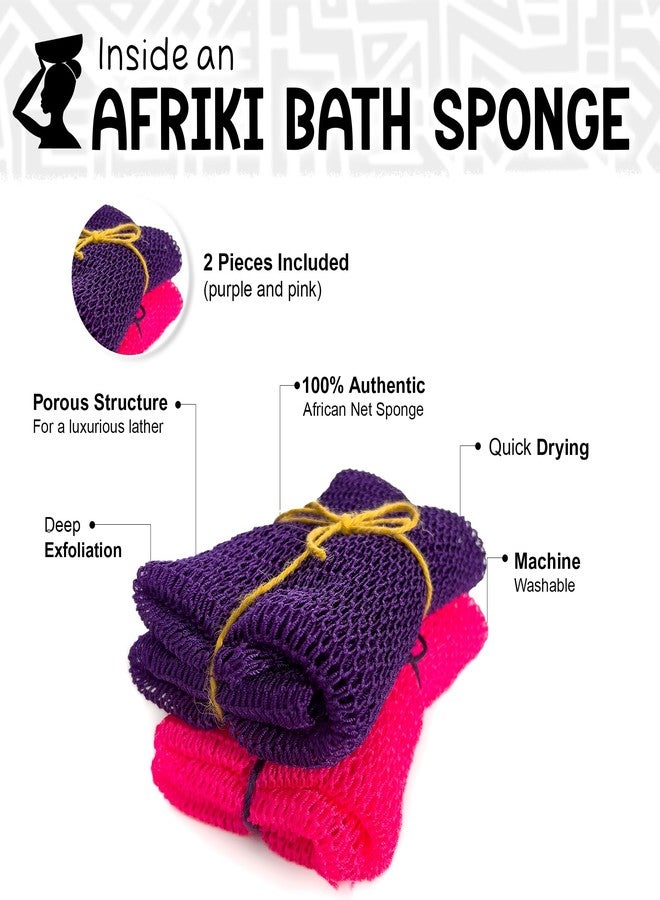 AFRIKI African Net Sponge – Exfoliating Body Scrubber, Black Owned & Rooted in Africa, All Skin Types | 45 in Long - Image 2