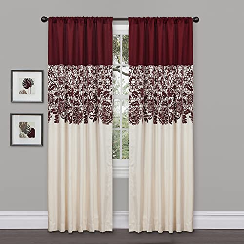 Lush Decor Estate Garden, Curtain Panel, Red 54.00" x 1.00" - Image 1