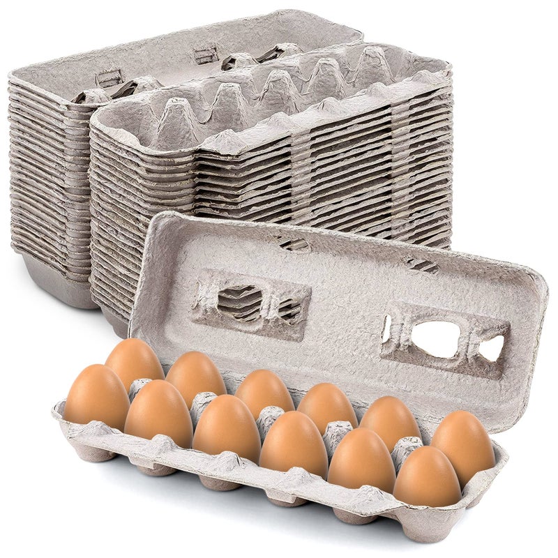 MT Products MT Products Blank Natural Pulp Egg Cartons Bulk Holds Up to Twelve Eggs - 1 Dozen - Cardboard Material Perfect For Storing Extra Eggs (25 Pieces) - Made in the USA  - Image 1
