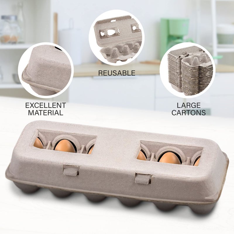 MT Products MT Products Blank Natural Pulp Egg Cartons Bulk Holds Up to Twelve Eggs - 1 Dozen - Cardboard Material Perfect For Storing Extra Eggs (25 Pieces) - Made in the USA  - Image 3