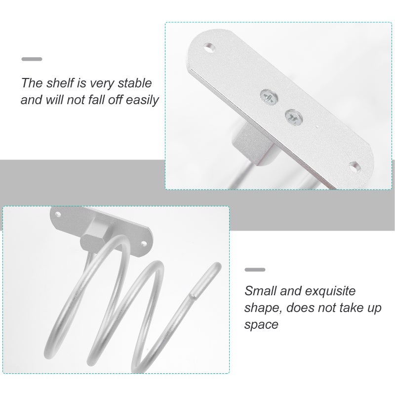 Aluminum Bathroom Wall Shelf Wall-mounted Hair Dryer Rack Storage Hairdryer Rack - Image 4