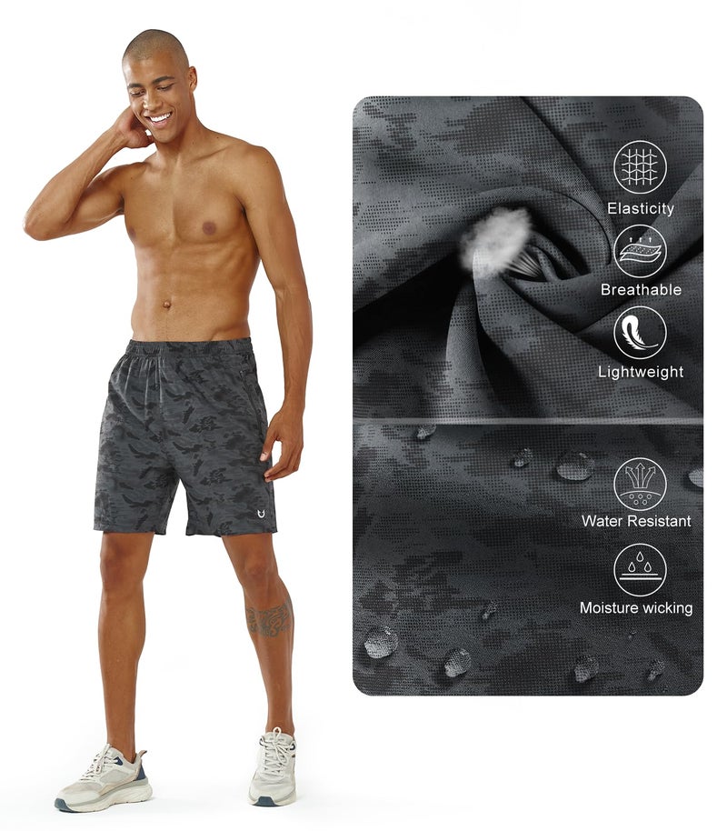 NORTHYARD Men's Athletic Running Shorts Quick Dry Workout Shorts Lightweight Sports Gym Basketball Shorts Hiking Exercise CAMOBLACK-7 inches L - Image 4