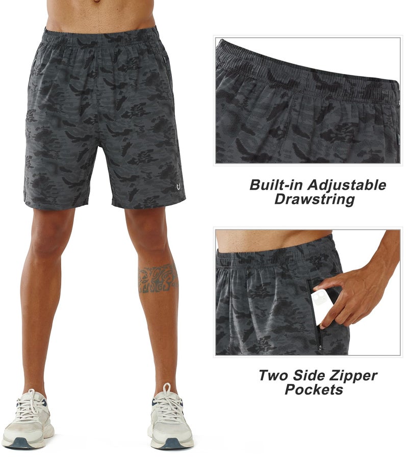 NORTHYARD Men's Athletic Running Shorts Quick Dry Workout Shorts Lightweight Sports Gym Basketball Shorts Hiking Exercise CAMOBLACK-7 inches L - Image 5