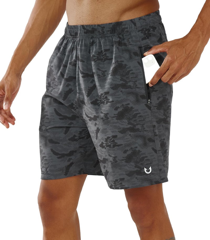 NORTHYARD Men's Athletic Running Shorts Quick Dry Workout Shorts Lightweight Sports Gym Basketball Shorts Hiking Exercise CAMOBLACK-7 inches L - Image 3