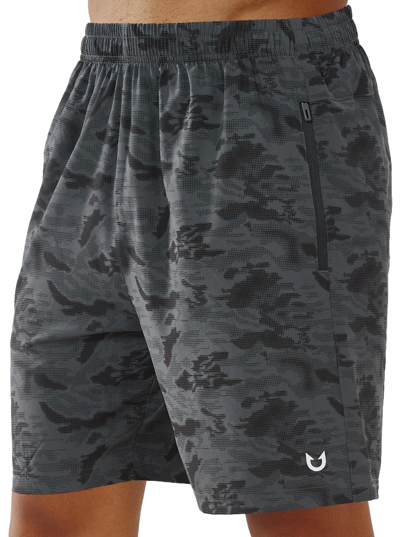 NORTHYARD Men's Athletic Running Shorts Quick Dry Workout Shorts Lightweight Sports Gym Basketball Shorts Hiking Exercise CAMOBLACK-7 inches L - Image 1