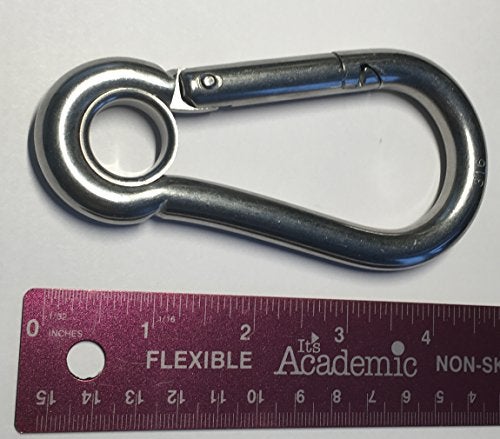 US STAINLESS Stainless Steel 316 Spring Hook with Eyelet Carabiner 7/16" (11mm) Marine Grade - Image 4