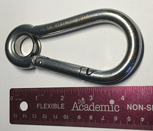 US STAINLESS Stainless Steel 316 Spring Hook with Eyelet Carabiner 7/16" (11mm) Marine Grade - Image 3