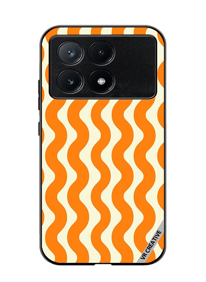 VR CREATIVE Protective Case Cover For Xiaomi Poco X6 Pro Vertical Groovy Chevron Orange Stripe Autumn Pattern Design Multicolour - Image 1