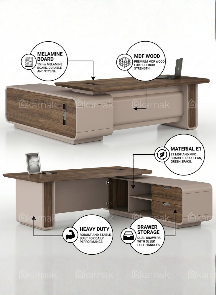 Karnak Velora Executive Desk, Large Computer Table Computer Desk, For Office Use. - Image 5