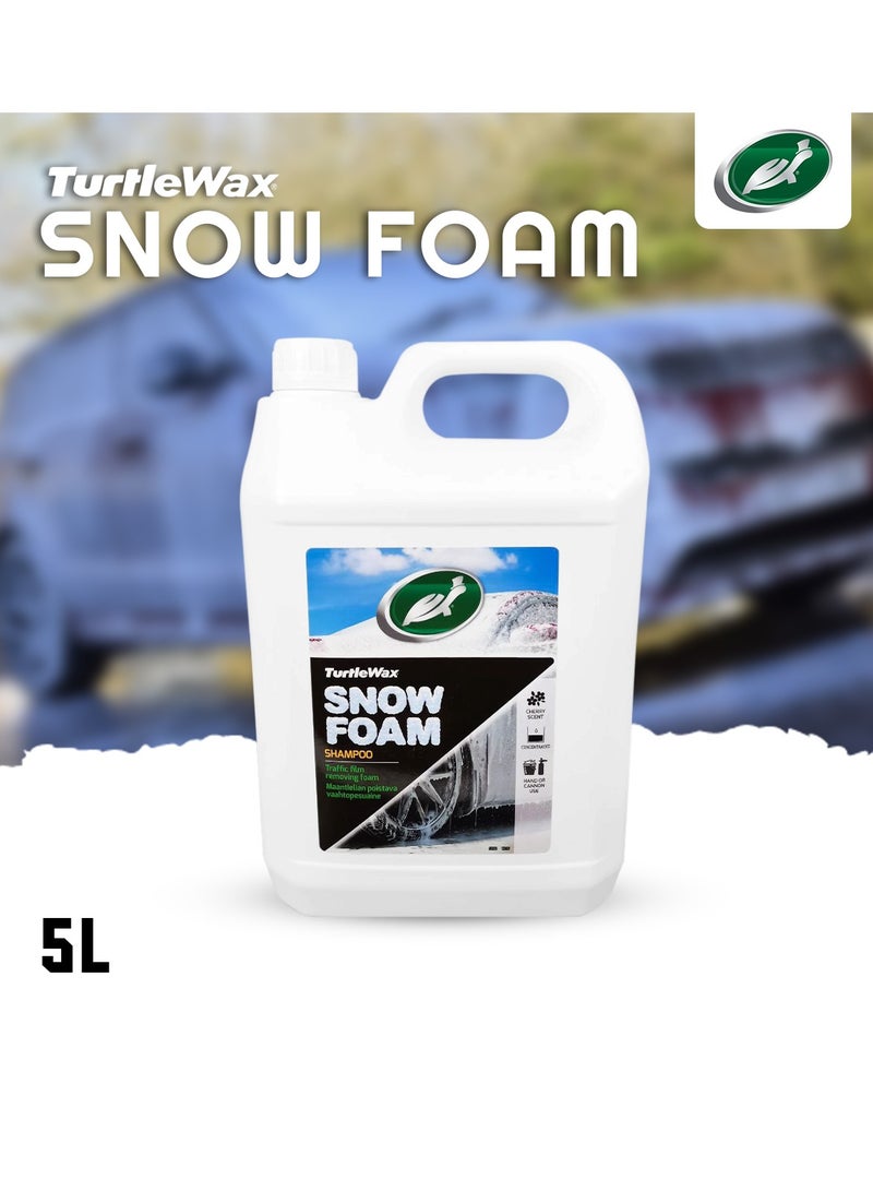 تيرتل شامبو السيارات من Turtle Wax Snow Foam سعة 5 لتر - غسيل مسبق متوازن الحموضة ورغوي عالي الجودة، آمن على الشمع والمواد المانعة للتسرب والطلاءات الخزفية - يزيل الأوساخ وطبقة المرور والأوساخ من الطلاء والعجلات والزجاج والبلاستيك والمطاط - Image 1