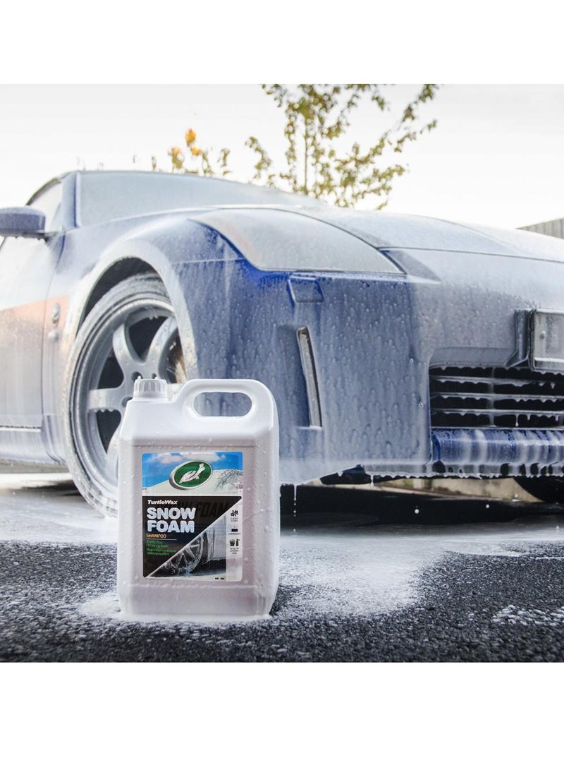 تيرتل شامبو السيارات من Turtle Wax Snow Foam سعة 5 لتر - غسيل مسبق متوازن الحموضة ورغوي عالي الجودة، آمن على الشمع والمواد المانعة للتسرب والطلاءات الخزفية - يزيل الأوساخ وطبقة المرور والأوساخ من الطلاء والعجلات والزجاج والبلاستيك والمطاط - Image 4