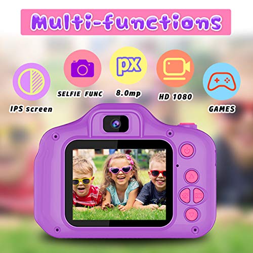 Seckton Upgrade Kids Selfie Camera, Christmas Birthday Gifts for Girls Age 3-9, HD Digital Video Cameras for Toddler, Portable Toy for 3 4 5 6 7 8 Year Old Girl with 32GB SD Card-Purple - Image 2