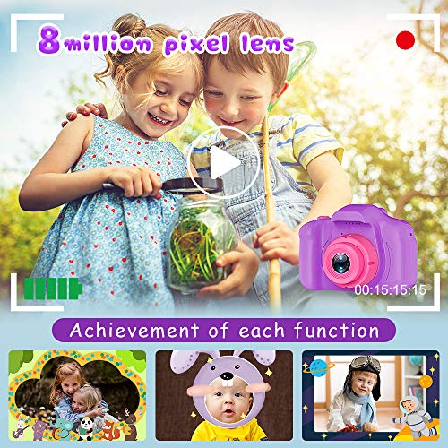 Seckton Upgrade Kids Selfie Camera, Christmas Birthday Gifts for Girls Age 3-9, HD Digital Video Cameras for Toddler, Portable Toy for 3 4 5 6 7 8 Year Old Girl with 32GB SD Card-Purple - Image 5