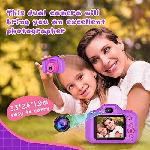 Seckton Upgrade Kids Selfie Camera, Christmas Birthday Gifts for Girls Age 3-9, HD Digital Video Cameras for Toddler, Portable Toy for 3 4 5 6 7 8 Year Old Girl with 32GB SD Card-Purple - Image 3