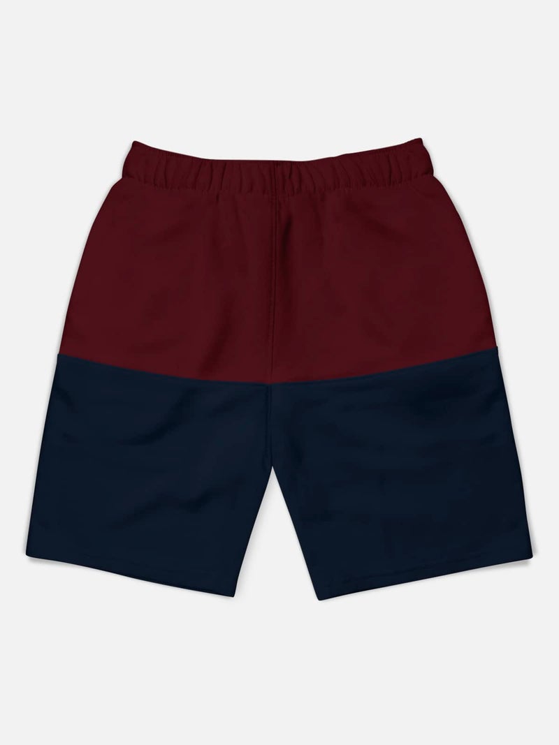 HELLCAT Pack of 3 Trendy Typographic Printed Mid Rise Shorts for Boys - Burgundy/Grey Melange/Navy Blue_9-10 Years - Image 4