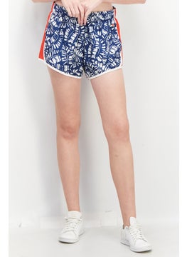 Women Sportswear Fit Allover Print Training Short, Navy Blue Combo
