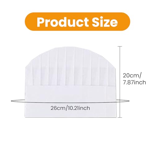 Aulufft Chef Hats 50 Pack Disposable 8 Inch Paper Chef Hats, White Chef Toques Caps for Home Kitchen, Baking and Party Favors - Image 2