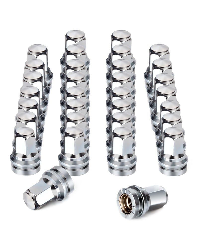 glorider 32Pcs Ford F250 F350 Lug Nuts Replacement M14x15 21mm Hex Chrome OnePiece Design Fits OEMStock Wheel Nuts OEM No HCPZ1012A HCPZ1012B