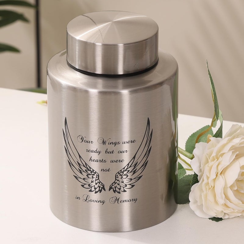 Dioeta Medium Urns For Human Ashes Up To 60 Cubic Inches Medium Sized Urns For Ashes Adult Male Female Keepsake Cremation Urns For Ashes Stainless Steel (Angel Wings  Silver) - Image 5