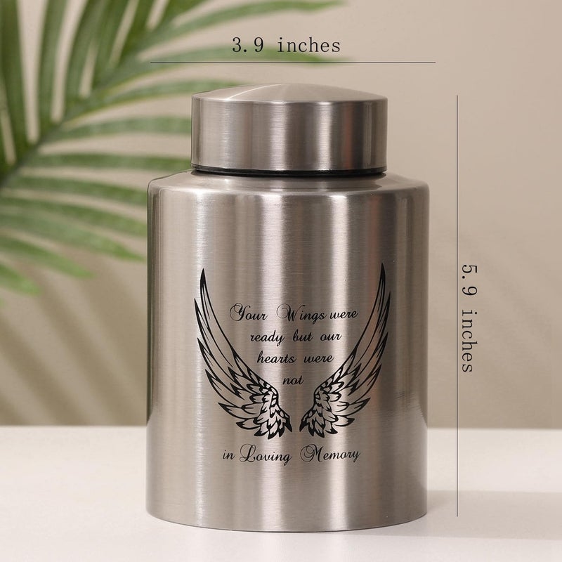 Dioeta Medium Urns For Human Ashes Up To 60 Cubic Inches Medium Sized Urns For Ashes Adult Male Female Keepsake Cremation Urns For Ashes Stainless Steel (Angel Wings  Silver) - Image 4