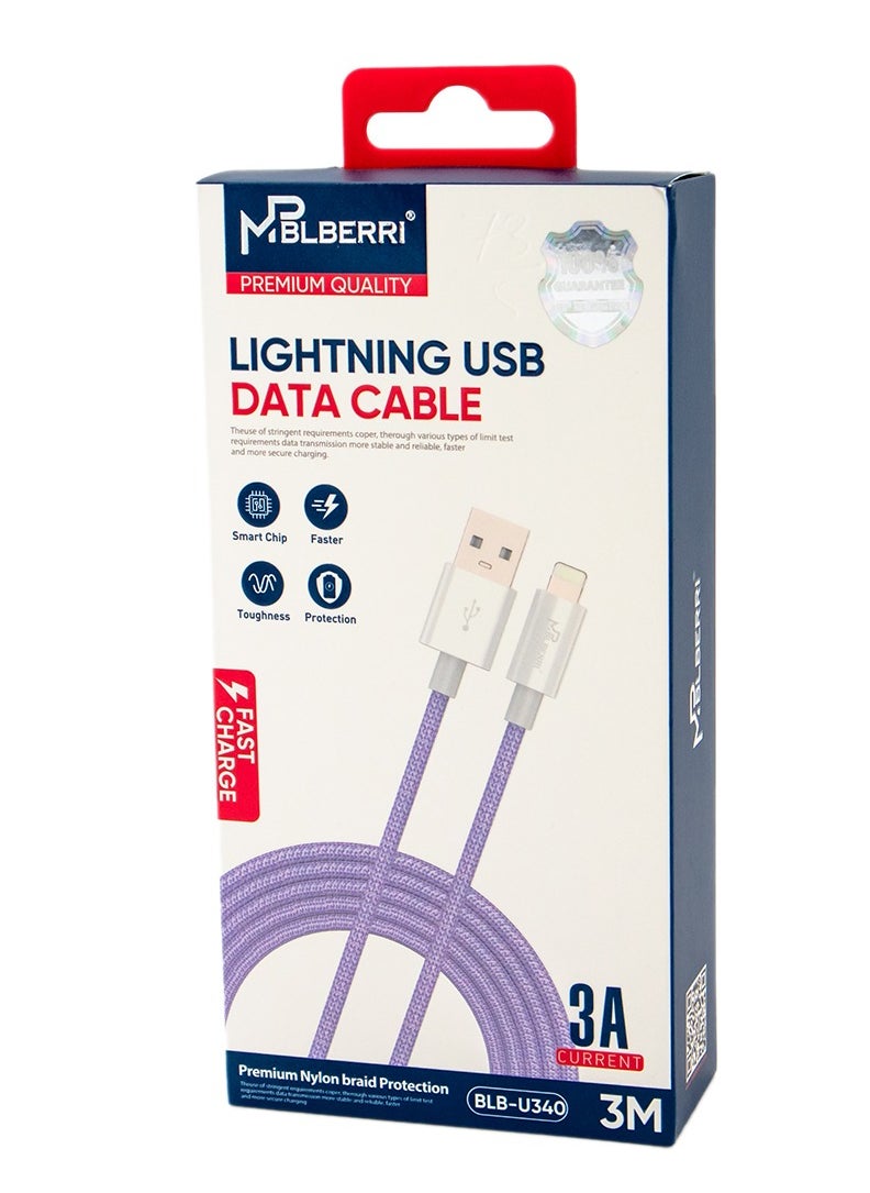 mpBLBERRI Lightning USB Data Cable 3 Meter | mpBLBERRI BLB-U340  - Image 3