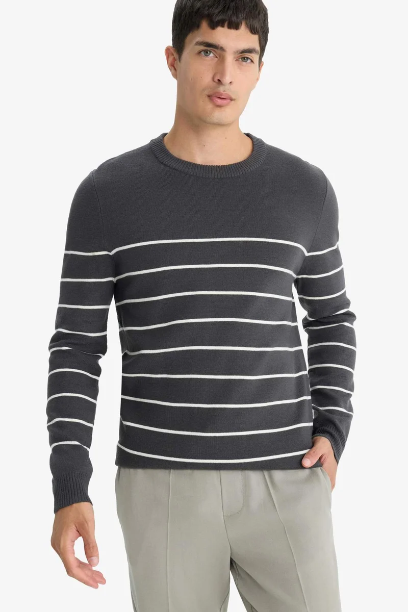 ديفاكتو Standard Fit Crew Neck Knitwear Pullover