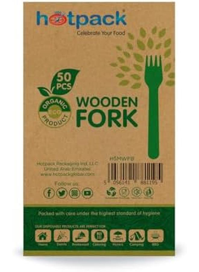 Hotpack Eco Friendly Disposable Wooden Fork 50 Pieces' 50 Units - Image 2