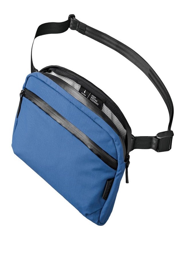 ALPAKA Flight Sling 2L- Crossbody Sling Bag For Men Travel Lightweight,Portable, Packable, with Quick Release Shoulder Strap and Magnetic Buckle - Integrated Key Leash - WeatherProof,Blue Axoflux 210D - Image 4