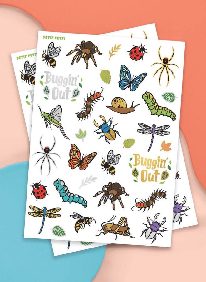 Replenix Bug Temporary Tattoos - 48 Glitter Styles | Buggin' Out Insect Birthday Party Supplies, Bees, Spiders, Beetles, Butterflies, Arts and Crafts - Image 5