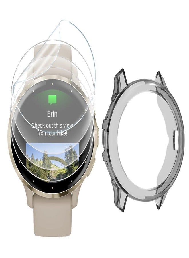 Huadu حماية شاشة ساعة متوافقة مع Garmin Venu 3s، فيلم مضاد للخدش عالي الدقة تغطية كاملة وحافظة واقية من TPU الناعم - Image 1