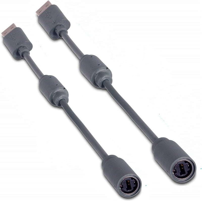 XUKEKOY 2 Pack Replacement Dongle USB Breakaway Cable for Xbox 360 Wired Controllers - Dark Grey - Image 1