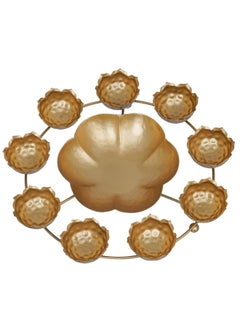 Webelkart Webelkart Premium 9 Lotus Diya Shape urli Bowl for Home and Pooja Decorations| Urli tealight Candle Holder for Home and Office Decor| Lotus Urli Bowls (12 Inches,Gold)- Diwali Candle Holder  - Image 3
