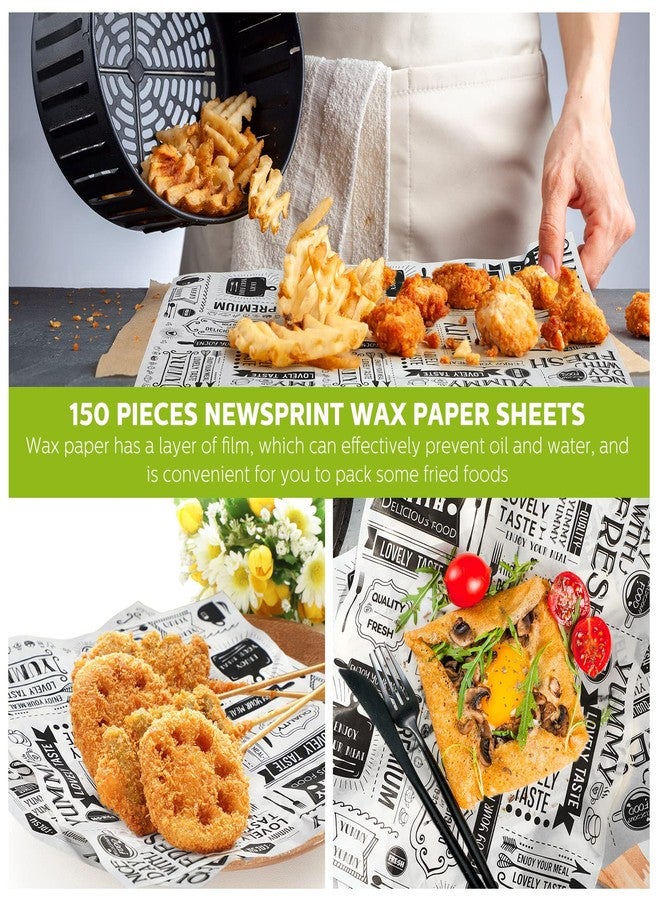 Chinco Wax Paper Sheets Deli Newsprint Food Basket Liners Sandwich Wrapping Paper Grease Resistant Waterproof Wrapping Tissue Hamburger Picnic Paper for Baking Kitchen 8.3 x 9.8 Inch(150 Pcs) - Image 4