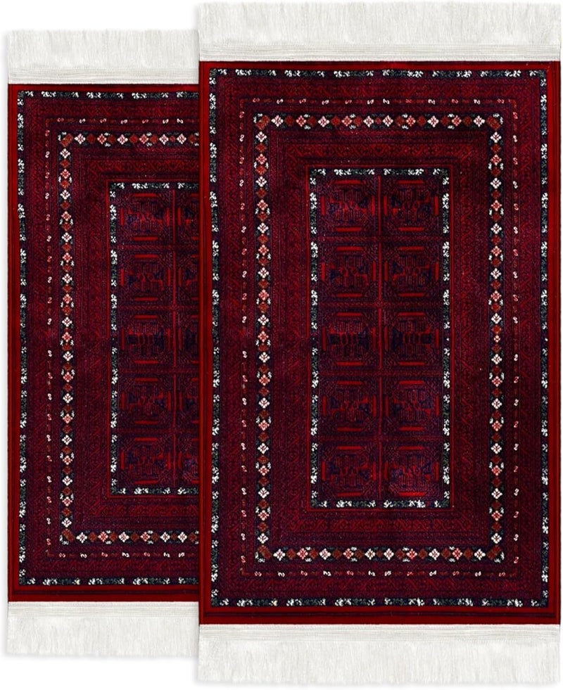 SEGADTY 2 pcs Prayer Mat Set - Luxury SADU Heritage Prayer Rugs With 2 Rosaries. Padded prayer rug, Traditional Sadu Rug, Authentic Heritage Carpets & Rugs - Image 1