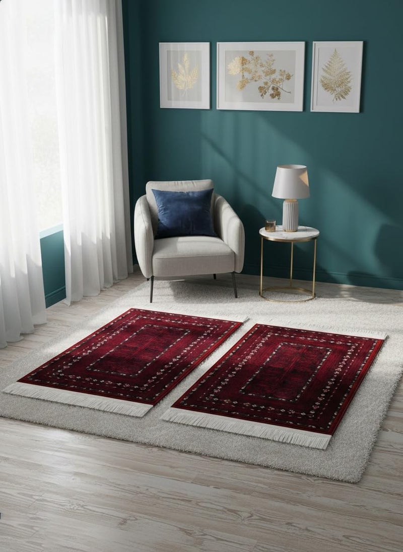 SEGADTY 2 pcs Prayer Mat Set - Luxury SADU Heritage Prayer Rugs With 2 Rosaries. Padded prayer rug, Traditional Sadu Rug, Authentic Heritage Carpets & Rugs - Image 2