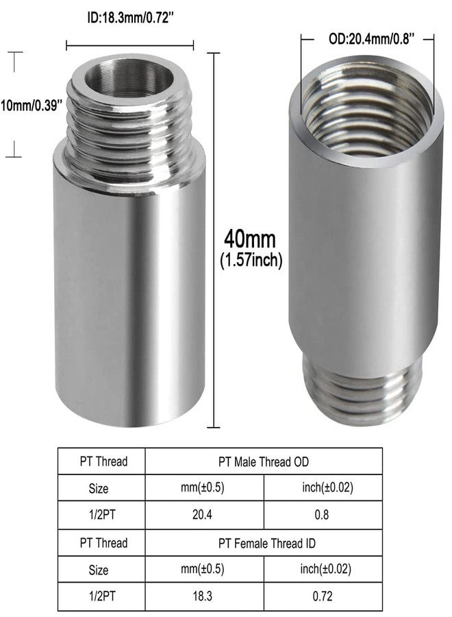 YXQ Shower Head Extension Arm,30mm Length 304 Stainless Steel G1/2 Male to G1/2 Female Thread Cast Pipe Fitting Coupler 2-Piece - Image 2