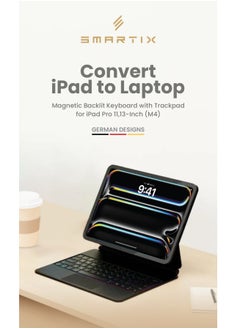 Smartix Smartix Premium Magnetic Backlit Keyboard Case with Trackpad for iPad Pro –  Keyboard with Backlit Keys, Adjustable Portrait/Landscape Stand, Black (13- Inch M4)  - Image 4