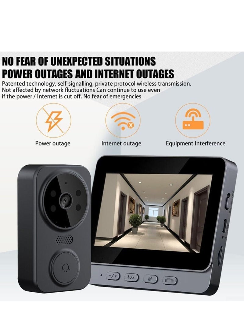 BlueFire - 4.3” Wireless WiFi Video Doorbell with Two-Way Intercom, Night Vision, 128GB TF Card Support, 12 Language Options, IPS Screen, Enhanced Security & Low Power Consumption – Easy Installation & Long Battery Life - Image 1