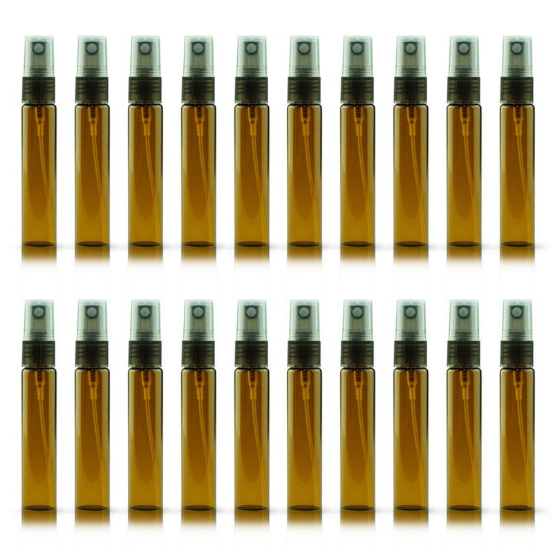 ZbFwmx 20 Pack Set 10ML Protable Refill Bulk Atomizer Spray Travel Perfume Bottle Hydrating Empty Bottle (Brown) - Image 1